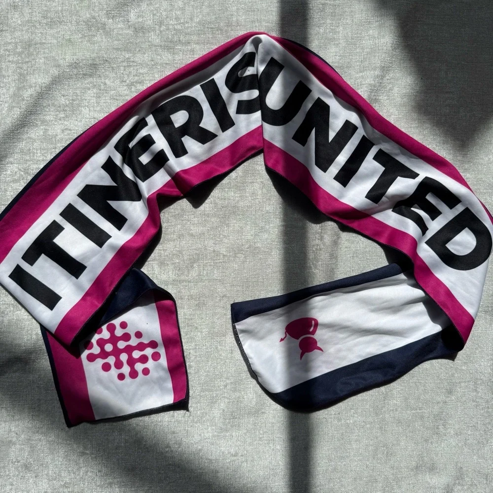 Pink and Black ITINERISUNITE Logo Scarf Bandana Wrap Accessory